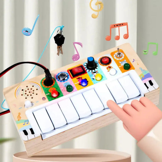 Ahşap Işıklı Piyano Hayvan Sesleri Montessori Atölyesi