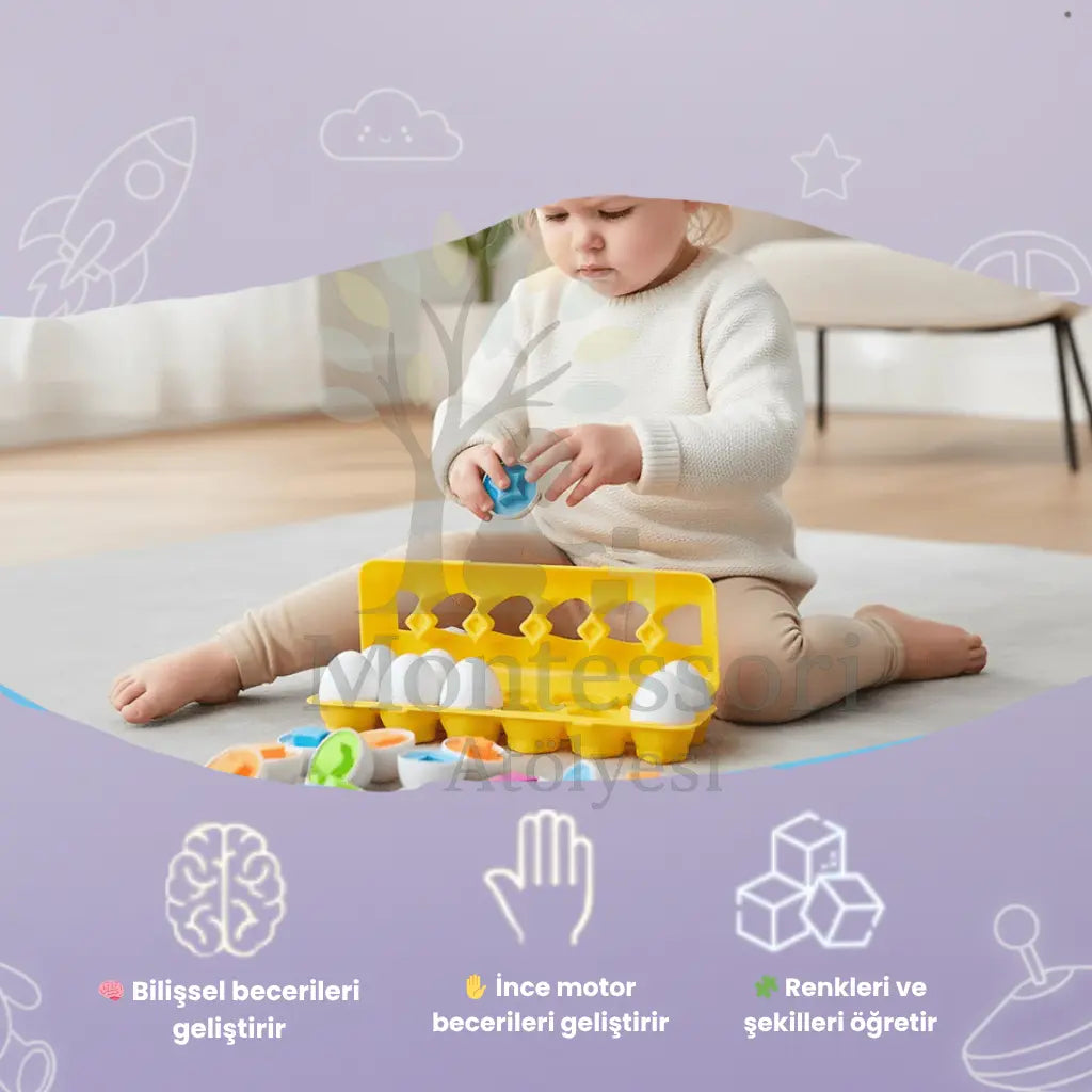Montessori Yumurta Şekil Eşleştirme Motor Beceri Oyuncağı