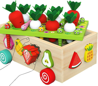 Montessori Ahşap Sebze Meyve Gelişim ve Keşif Arabası Montessori Atölyesi