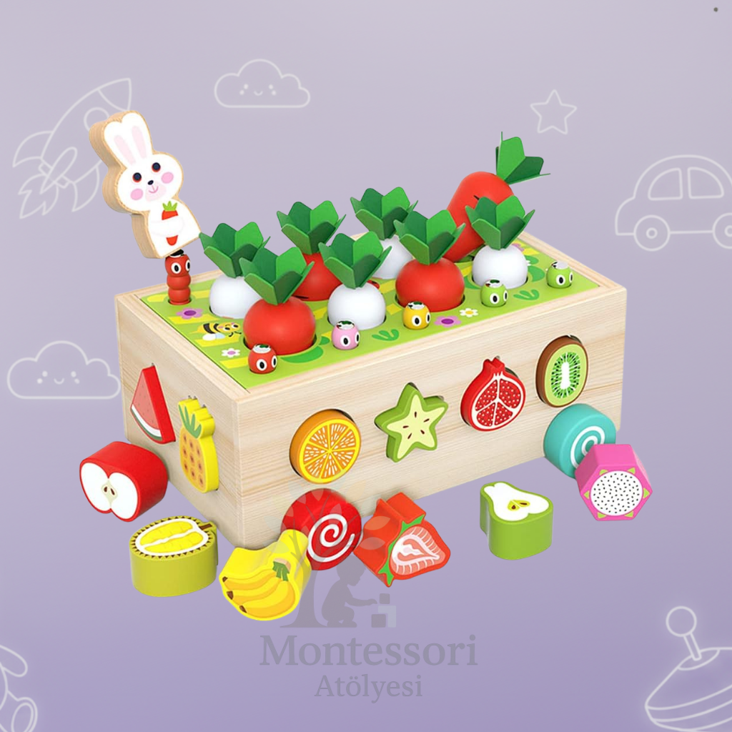 Montessori Ahşap Sebze ve Meyve Eşleştirme Oyunu Montessori Atölyesi