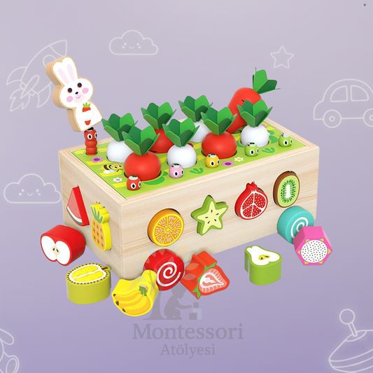 Montessori Ahşap Sebze ve Meyve Eşleştirme Oyunu Montessori Atölyesi