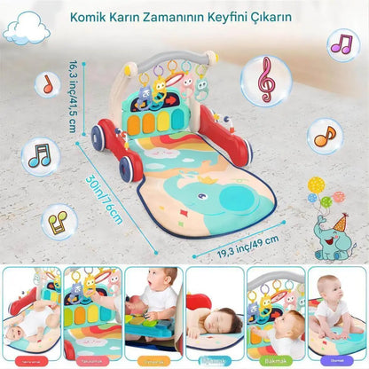 Montessori Atölyesi 2'si 1 Arada İlk Adım Yürüteci & Aktivite Masası | Müzikli, Işıklı, Yükseklik Ayarlı (9-24 Ay)