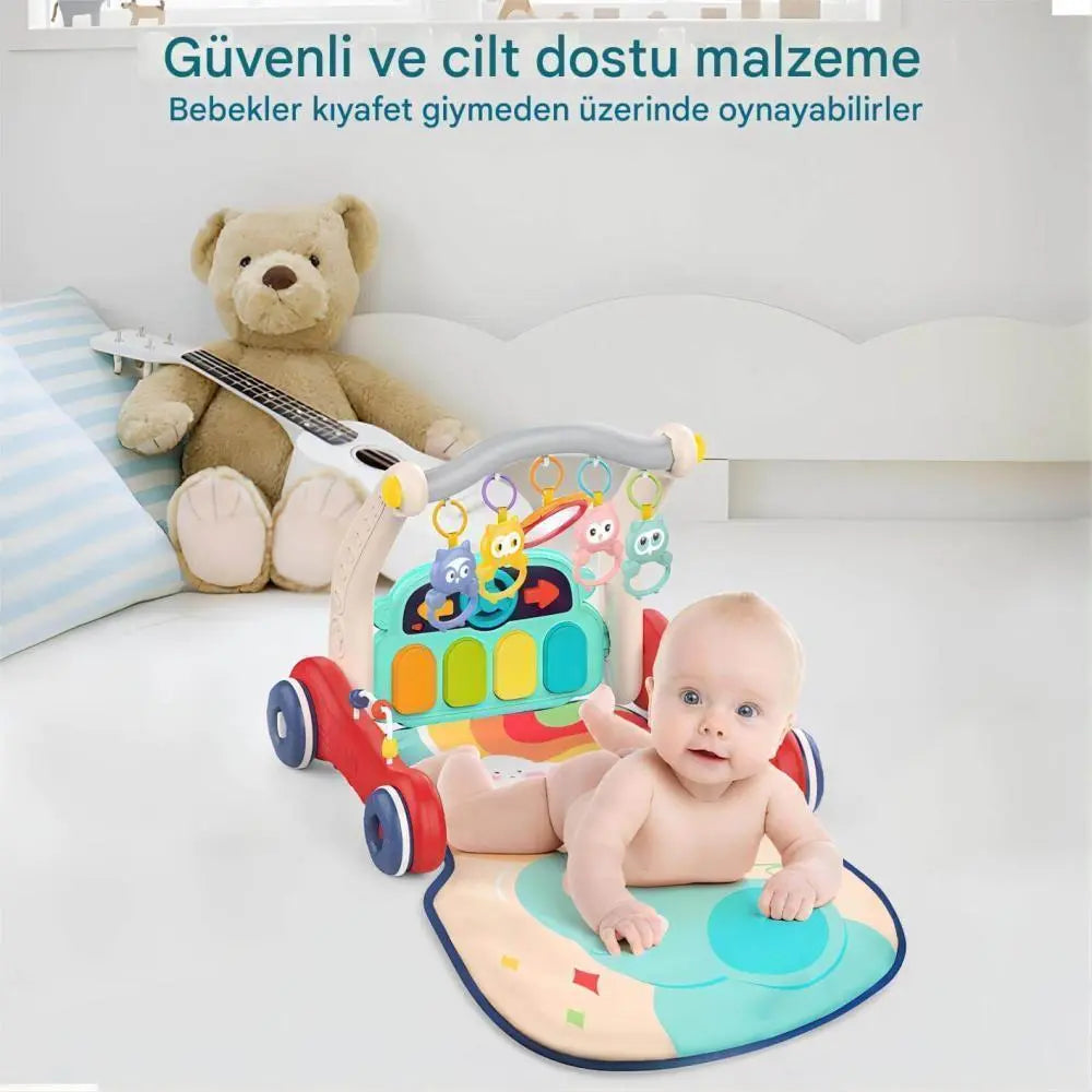 Montessori Atölyesi 2'si 1 Arada İlk Adım Yürüteci & Aktivite Masası | Müzikli, Işıklı, Yükseklik Ayarlı (9-24 Ay)