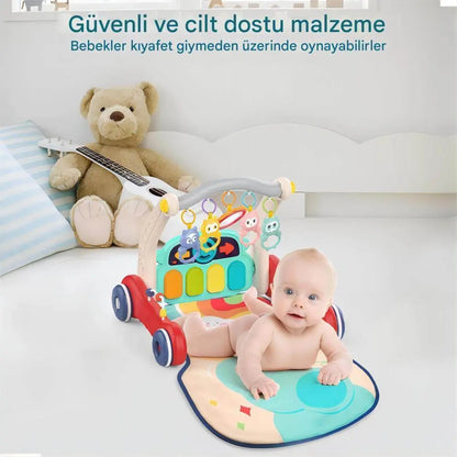 Montessori Atölyesi 2'si 1 Arada İlk Adım Yürüteci & Aktivite Masası | Müzikli, Işıklı, Yükseklik Ayarlı (9-24 Ay)